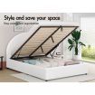 ALFORDSON Bed Frame Queen Size Gas Lift Base With Storage White Leather HOWELL
