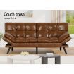 ALFORDSON Sofa Bed Recliner Lounge Futon Couch 3 Seater Convertible Leather Brown