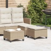 Garden Stools with Cushions 2 pcs Beige 55x55x36 cm Poly Rattan