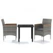 3 Piece Outdoor Dining Set with Cushions Grey and Black