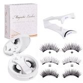 3D Natural Double-Sided Magnetic False Eyelashes Kit Reusable Portable Fake Eyelashes With Eyelash Clip,Size CT10-6