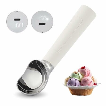 Heated Ice Cream Scoop Electric Ice Cream Scoops Best Rated,Rechargeable Icecream Scoop with LED Display,IP67 Waterproof,Professional Ice Cream Scoop