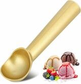 Ice Cream Scoop,18cm Nonstick Anti-Freeze One Piece Aluminum Scooper Spoon,Heavy Duty Durable Design,Easy Clean (Gold)