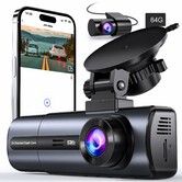 3 Channel 4K Dash Cam with 5GHz WiFi & APP Control,Triple Dash Camera with 64GB Card,G-Sensor,24 Hours Parking Mode,Loop Recording,Night Vision