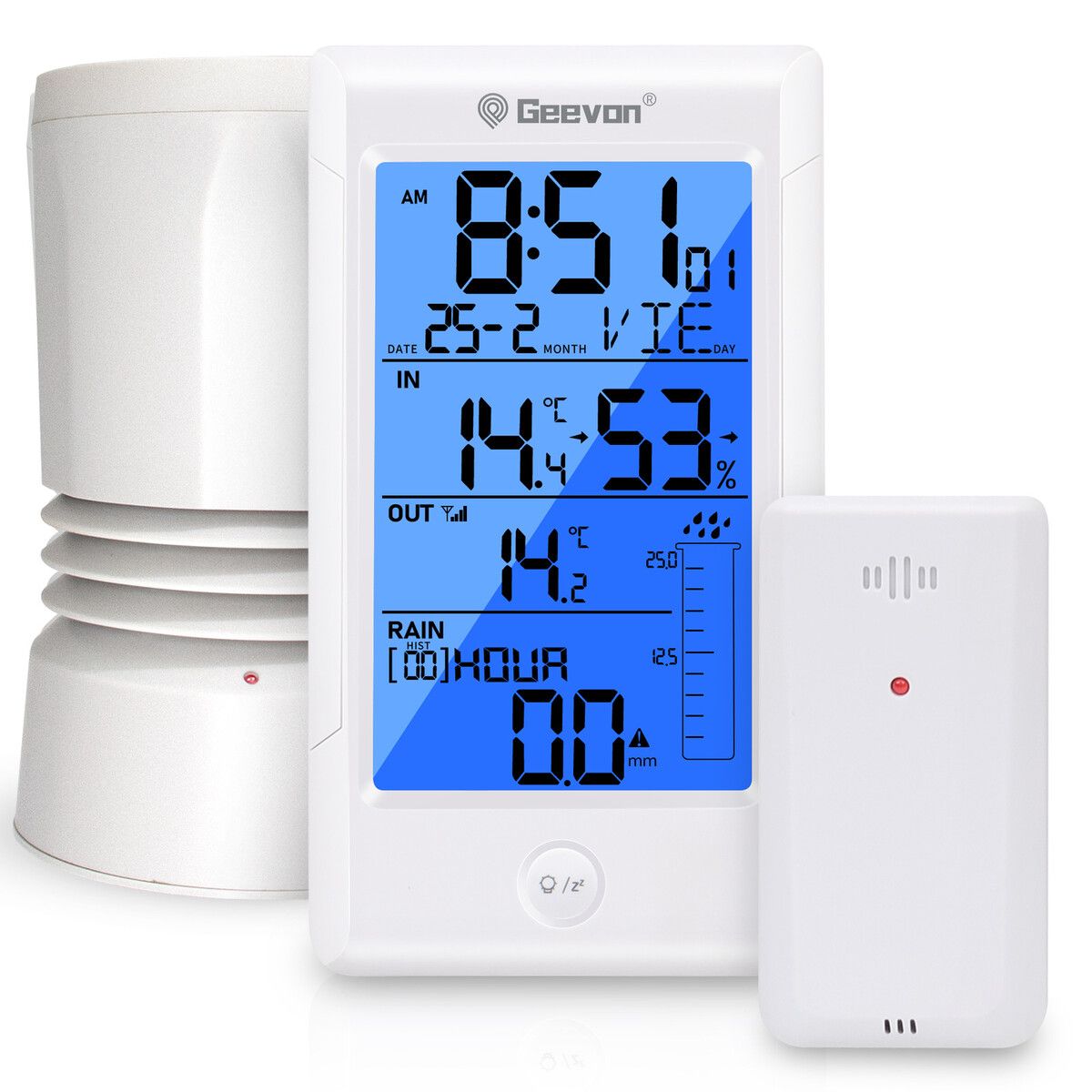 Digital Rain Gauge Outdoor, 5 in 1 Self Emptying Rain Collector Wireless Rain Gauge Outdoor, Monitoring Rainfall and Indoor or Outdoor Temperature