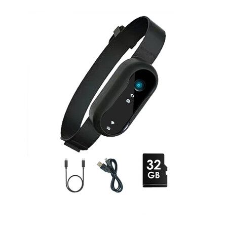 Dog Collar Camera, HD 1080P Pet Collar Camera with Phone App, 360 Degree Rotating Cat Collar Camera with 32GB SD