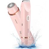 2 in 1 Women Electric Shaver, Dual Head Bikini Trimmer for Women, Body Hair Trimmer, Pink