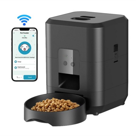 Automatic Cat Feeder 2L with WiFi,Food Dispenser with App Remote Control Timed Feeding of Dry Food  Programmable Feeding Times,Black
