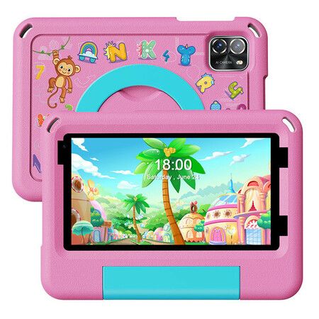 Kids Tablet 7 Inch Android 14 with 8GB RAM,64GB ROM,Wi-Fi Model, Remote Phone Control, Time Limited  Educational Apps,Pink
