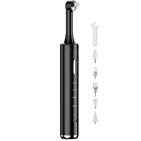 Tooth Polisher,Rechargeable Teeth Polisher with 5 Brush Heads,4 Speed Modes,Tooth Whitening Kit,3 Polish Pastes,IPX6 Waterproof Teeth Cleaning Tools,Black