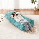 Bean Bag Chair with Removable & Washable Cover Fluffy Plush Blue