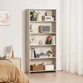 5-Tier Wide Bookshelf 173cm Wooden Freestanding Open Bookcase Shelf White