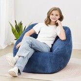 91 cm Bean Bag Chair with Soft Armrests and Storage Pocket Blue