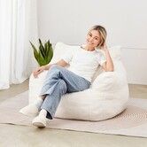 91 cm Bean Bag Chair with Soft Armrests and Storage Pocket White