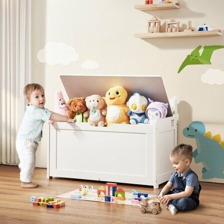 Kids Toy Storage Bench Wooden Toy Box Chest 32.68 x 17.91 x 24.02" White