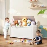 Kids Toy Storage Bench Wooden Toy Box Chest 32.68 x 17.91 x 24.02" White
