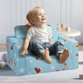 Baby Chair Foldable 2-in-1 Baby Lounger Couch Cartoon Kids Sofa Pink
