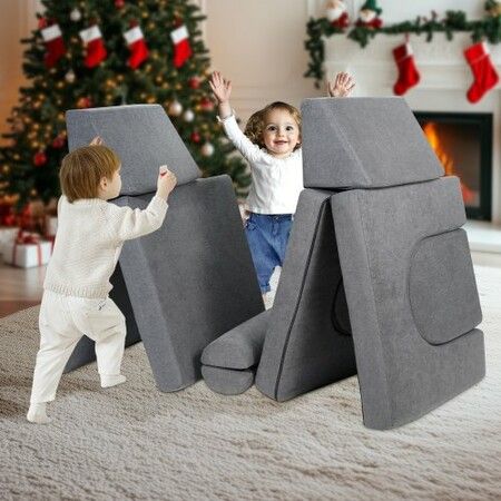 Modular Kids Play Couch 10Pcs DIY Creative Toddler Sectional Sofa Grey