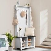 Hall Tree Wooden Hall Tree with Bench 5 Hooks for Entryway & Hallway
