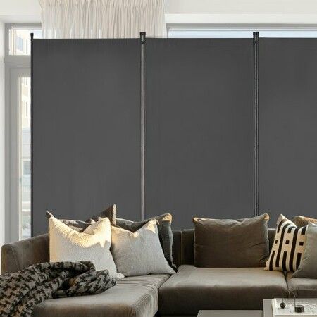 Room Divider 3 Panels Fabric Room Privacy Screen for Office Bedroom Grey