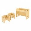 Weaning Table and Chair Set Montessori Toddler Desk with 2 Chairs Wood