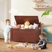 Kids Toy Storage Bench Wooden Toy Box Chest 32.68 x 17.91 x 24.02" Cherry
