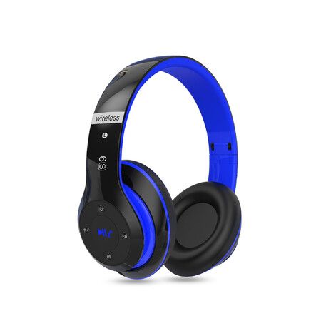 Bluetooth Headphones, 6S Foldable Wireless Headphones with 6 EQ Modes, HiFi Stereo Headset with Mic, TF FM for Cellphone PC, Black and Blue