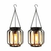 Solar Hanging Lanterns Outdoor,2 Pack Metal Lights With Hook,Bright and Warm Waterproof,Classic Outdoor Lights for Yard Garden Patio Porch Decor