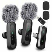 New Wireless Lavalier Microphone for iPhone,iPad,2 PCS Tiny Lapel Mic with Adapter,Bluetooth,Social Media Microphones,Lightning
