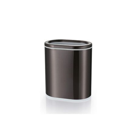 9L Oval Narrow Rubbish Bin Black Titanium Coloured Tungsten Steel Open Lid Trash Can for Kitchen, Office and Home