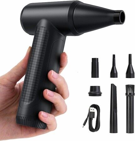 Compressed Air Duster, 150000RPM Brushless Motor, Mini Air Blower for PC Cleaning Kit, Canned Air Duster for Computers