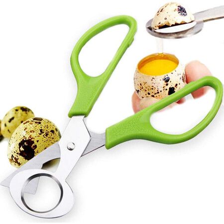 2Pcs Quail Egg Scissors Stainless Steel Anti-rust Quail Egg Clipper Shell Cutters Separator Small Quail Egg Scissors Opener Cutter, Green