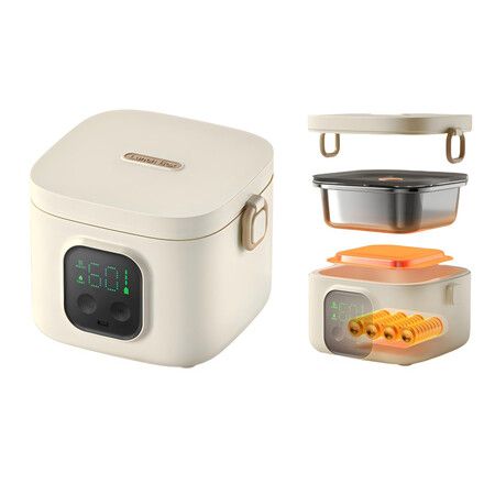 Cordless Electric Lunch Box,Rechargeable 14000mAh Battery Powered Heated Lunch Box with Keep Warm Function,Portable Food Warmer Self Heating Bowl On The Go