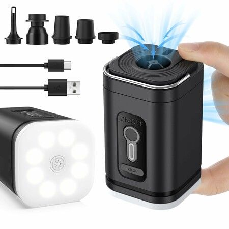 Mini Portable Air Pump For Inflatables,Electric Air Pump for Inflating,Deflating,Pool Toys,Vacuum Storage Bags,Mattress Pump With 5 Air Nozzles