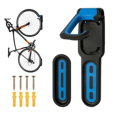 Garage Bike Rack with Tire Tray,Wall Mount Bike Hanging Storage System,Indoor Shed Wall Mount,Heavy Duty Holds Up to 30kg Color Black And Blue