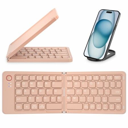 Portable Bluetooth Folding Keyboard for IOS/Android/Windows Tablet Mobile Phone Portable Keyboard Computer Accessories Color Pink