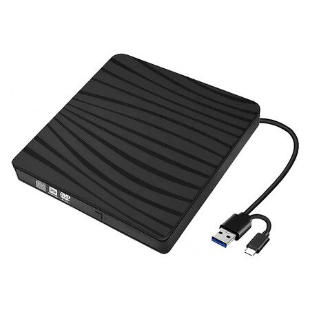 External CD/DVD Drive for Laptop, USB A/C 3.0 CD DVD Player Portable +/-RW Burner CD ROM Reader Writer Disk Duplicator