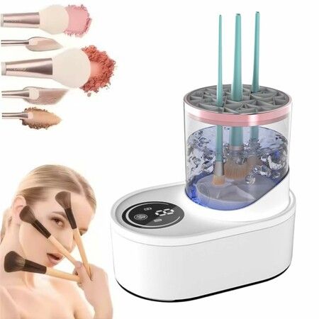 Electric Makeup Brush Cleaner Machine With Makeup Brush Dryer Holder Portable Automatic USB Cosmetic Brushes Cleaner Tool