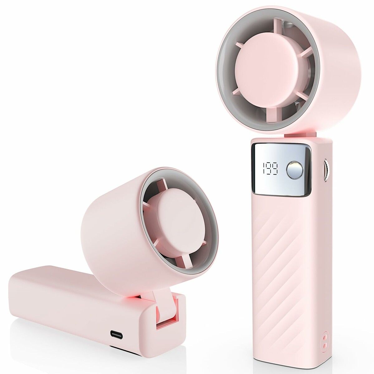 Handheld Turbo Fan,Powerful Portable Fans,Mini Fans,105 Degree Personal Rechargeable Fan,1-199 Speed,Foldable,LED Display