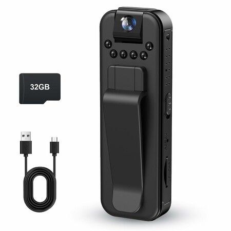 Mini Body Camera 1080P HD Small Video Recorder Built-in 32GB Memory Card Portable BodyCam with Night Vision Police Wearable Camcorder