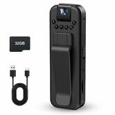 Mini Body Camera 1080P HD Small Video Recorder Built-in 32GB Memory Card Portable BodyCam with Night Vision Police Wearable Camcorder