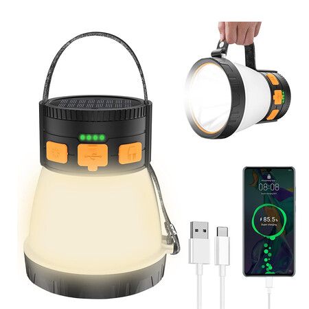 LED Camping Lantern, 1500 Lumens Camping Lantern Rechargeable with Solar Panel Charging for Hurricane Emergency, Hiking, Outdoor