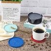 Silicone Coasters with Holder,6 Pack Drinking Coasters Cup Mat for Hot or Cold Drinks,Thickened,Non-Slip,Non-Stick,Deep Tray Blue