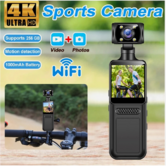 4K Action Camera Handheld Sports DV 1080P HD WiFi Camcorder Pocket Camera Video DVR Motor Cycle 180 Degree Rotatable with 32GB Card