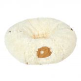 Cat Tunnel Foldable Fluffy Plush Play Tube Beige