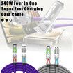 240W 4-in-1 USB C Super Fast Charge Cable With Breathing Light,Multi-Charging Cable Color Purple