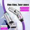 240W 4-in-1 USB C Super Fast Charge Cable With Breathing Light,Multi-Charging Cable Color Purple