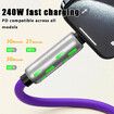240W 4-in-1 USB C Super Fast Charge Cable With Breathing Light,Multi-Charging Cable Color Pink