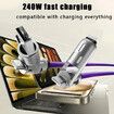 240W 4-in-1 USB C Super Fast Charge Cable With Breathing Light,Multi-Charging Cable Color Pink