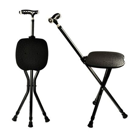 Hold 440 lbs Folding Canes with Seat Walking Stick Height Adjustment Cane Seat Capacity Frosted Handle with Light Massage Crutches Stool